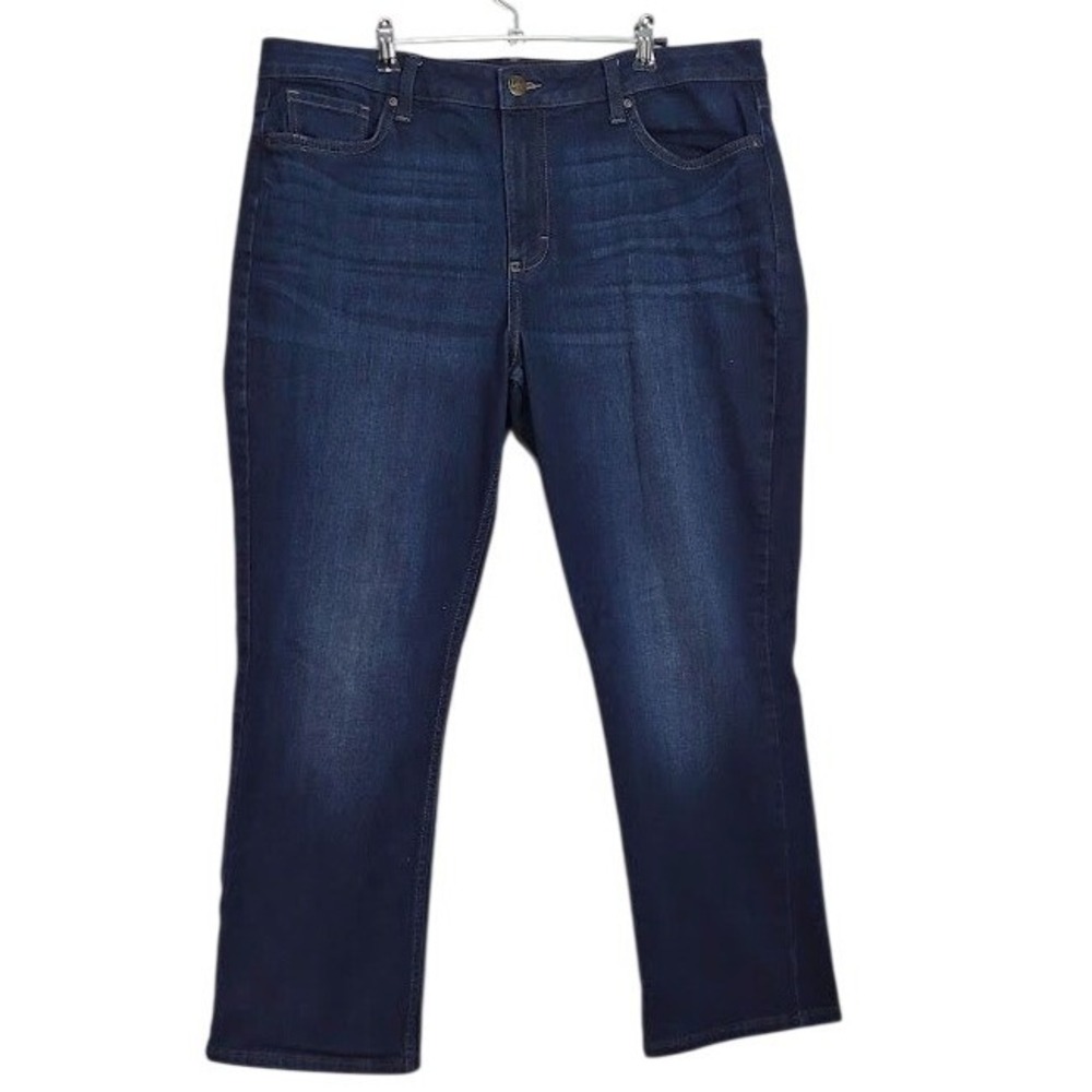 Lee Regular Jeans Womens  18‎ Short Fit Straight Leg Mid Rise Dark Wash Denim